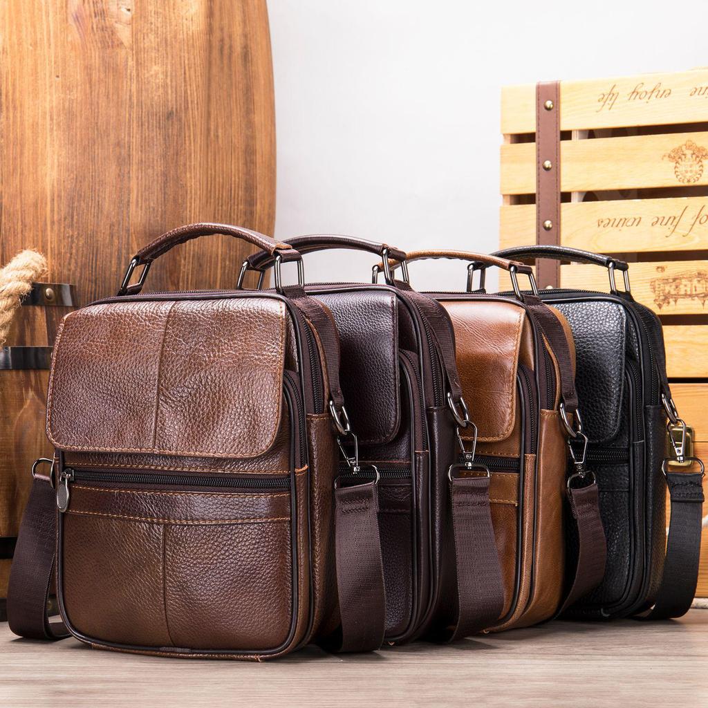 Malunte Men's Casual Genuine Leather Crossbody and Shoulder Bag