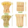 500 Adet Kokteyl Kürdanı Seti 4 Stil & 3 Boy Uzun Bambu Şişler Meze İçecek Tatlı Kürdanları Parti Malzemeleri için Dekoratif Ahşap Çubuklar
