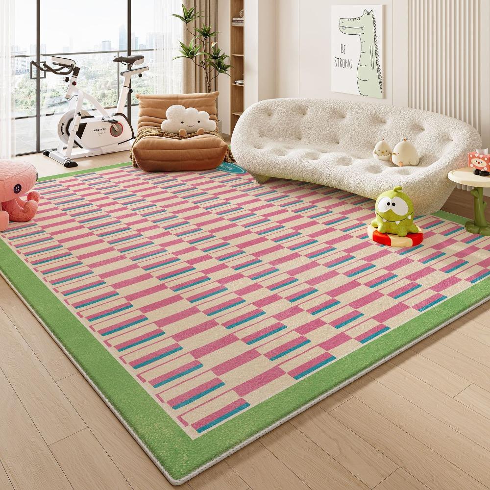 Kids Colorful Carpet Mat Rug Geometric Pattern with Cartoon Cat Soft Floor Mat for Children's Playroom Home Decoration Home Rugs