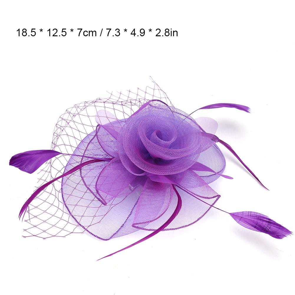 Ladies Gauze Hat Bridal Wedding Birdcage Fascinator Hair Accessory (Red)