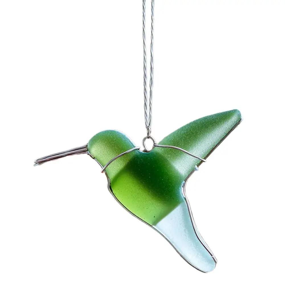 Handmade Sea Glass Bird Ornament Christmas Ornament Pendant Garden Decor Outdoor Bird Animal Pendant Landscape Ornament Cut U8S8