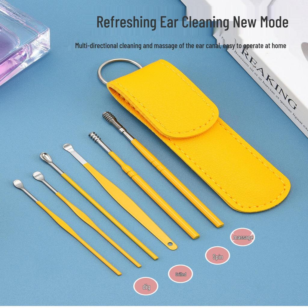 Stainless Steel Ear Pick Set - Six-Piece Ear Cleaning Tool Kit