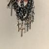 Hip Hop Multi-Layer Ring Black Chain Cross Fringe Pendant Ring Unisex Men Women Fashion Trend Punk Jewelry Accessories