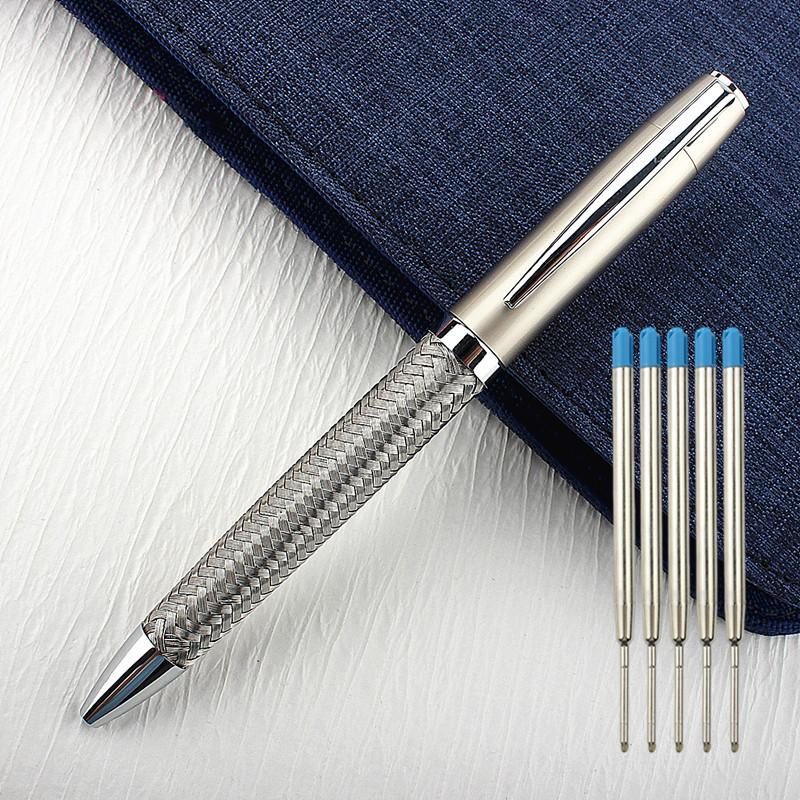 New Luxury Metal Ballpoint Pen Steel Wire Weaving Pen Ballpoint Pen Lettering School&Office Supplies