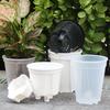 Transparent Self Watering Plant Pots Plastic Flowerpot Planter with Drainage Holes for Indoor Outdoor Plants Home Garden Decor