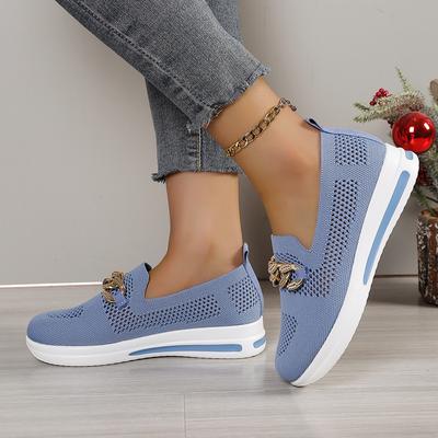 Mode Übergröße Atmungsaktive Mesh Fly Gewebte Schuhe Mama Damen Einzelne Schuhe Plateau Rutschfest Atmungsaktiv Kette Arbeit Damen Schuhe
