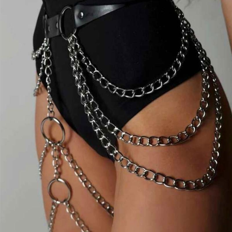 Catena Gamba Harness Coscia Reggicalze Moda Gotica Cintura Catena Coscia e Vita in Ecopelle per Appassionati di Moda