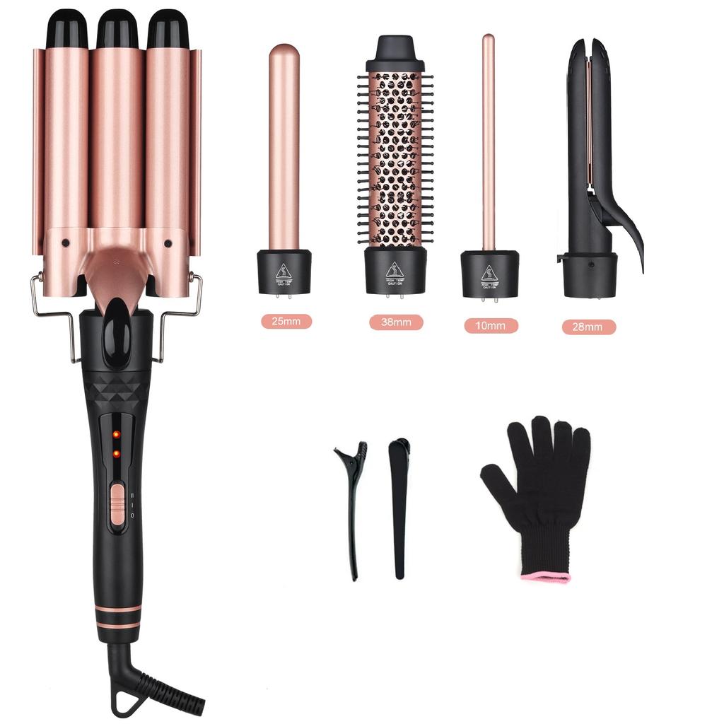 OEM ODM 5-in-1 Ceramic Curler Integrated Color Body & Wire PTC Fast Heat Auto Lock Function Home Salon Use Dual Voltage