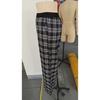 Retro Casual Floor-Length Drapey Wide-Leg Plaid Pants With Elastic Waist Straight-Leg Casual Trousers For Women