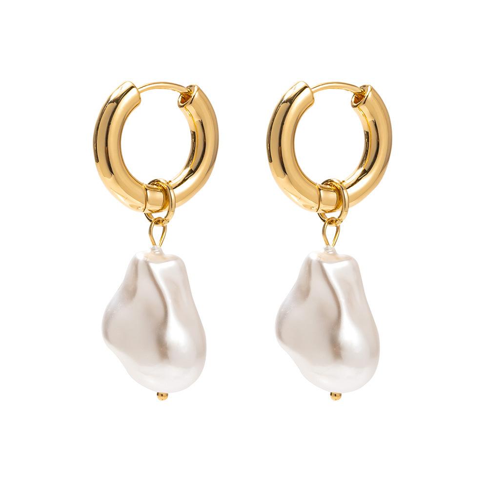 Irregularly Shaped Pearl Earrings