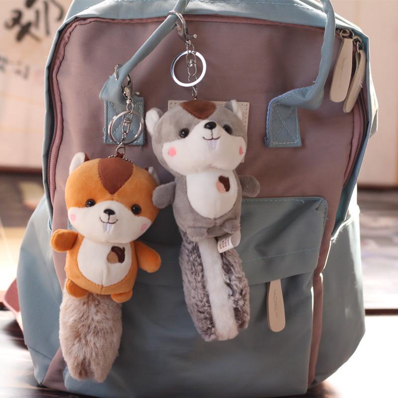 Cute Adorable Little Squirrel Plush Toy Soft Mini Animal Keychain Bag Charm 12cm