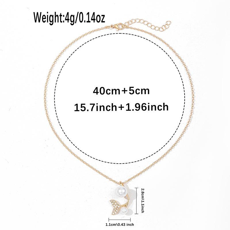 New Accessories Autumn and Winter Fashion Pearl Cross Chain Pendant Versatile Diamond-encrusted Fishtail Necklace for Women