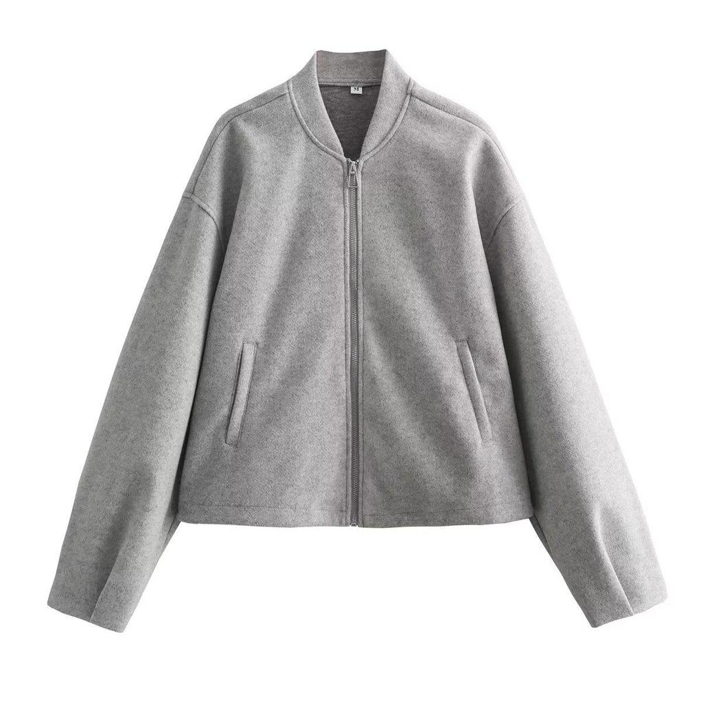 Autumn Winter Women's Wear Fashion Casual Loose Versatile Stand Up Collar Soft Jacket Coat