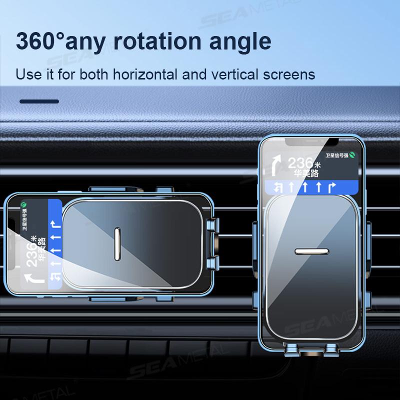 SEAMETAL Gravity Car Phone Holder Air Vent Upgrade Hook Clip Not Shake Adjustable 360 Rotation Vent Clip Car Phone Holder Mount