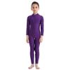 Kids Girls Ballet Dance Gymnastic Unitard Jumpsuit Long Sleeves Mock Neck Zippered Back Bodysuit Activewear