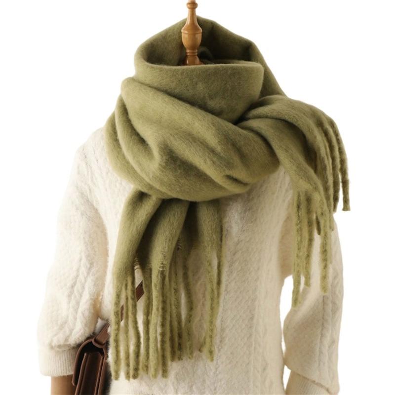 Long Tassels Neckerchief Solid Color Scarf Lightweight Yet Warm Headscarf Shawl For Casual or Formal Wear Daily