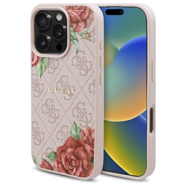 Guess Guhmp16Lp4Ropemcp Iphone 16 Pro    6.3 Różowy/Pink Hardcase 4G Flowers Print Magsafe