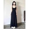 Black long dress fake two pieces Hepburn style small black dress Platycodon French age reduction thin suspender dress children's summer dress