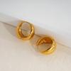 18K Gold Geometric Earrings, Light Luxury, Stainless Steel, Colorfast Titanium Steel Jewelry