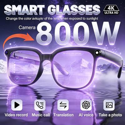 New Model Smart 8K AI Glasses with 100W Camera Chat Gpt Touch Outdoor Sport Sunglasses Bluetooth Calling Music Player Image Stabilization for Unisex