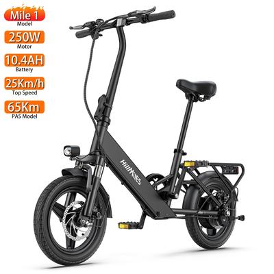 Elektrikli Bisiklet Katlanabilir HillMiles 14" 250W Motor Şehir E-Bisikleti Maksimum Hız 25Km/saat 10.4AH Maksimum Menzil 65Km Yük Kapasitesi 120Kg Mile 1