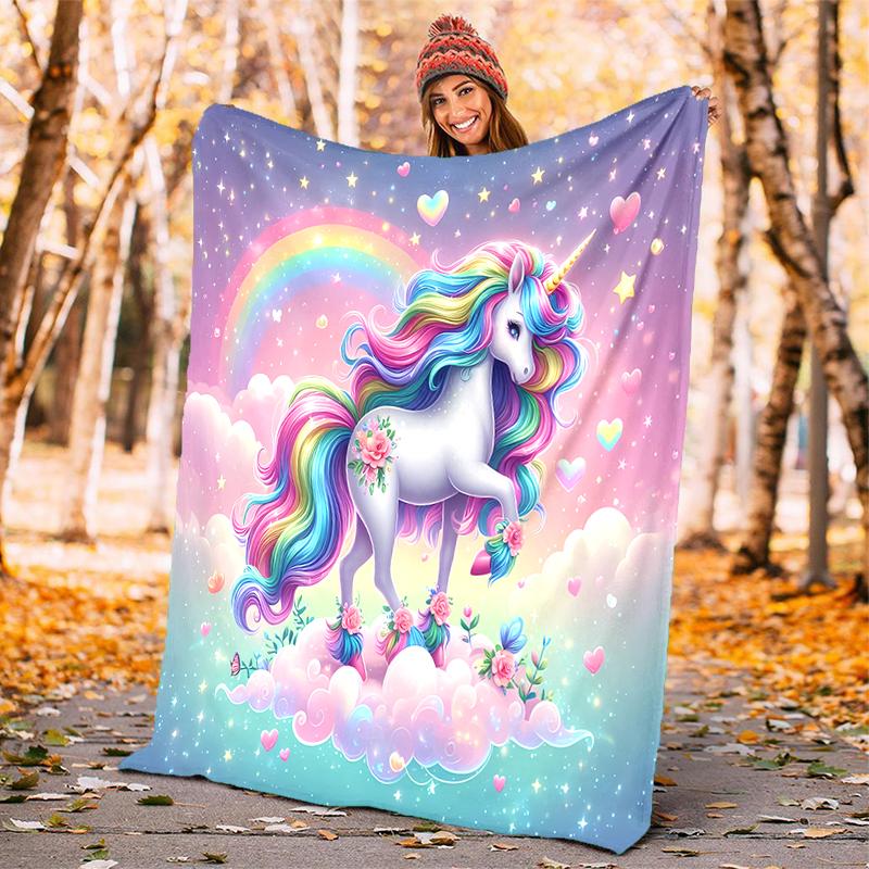 1PC Unicorn on the Clouds blanket, al season lightweigh Poster blanket home office outdoor nap multifunc Poster blanketional blanket