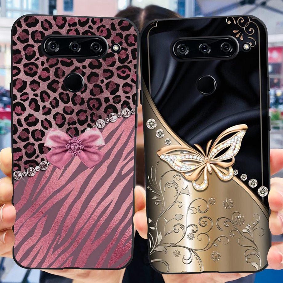 For LG V40 ThinQ Case Cover For LG V35 V35+ ThinQ Soft TPU Silicone Cases Fashion Flower Cute Pattern Funda For LGV40 ThinQ Capa