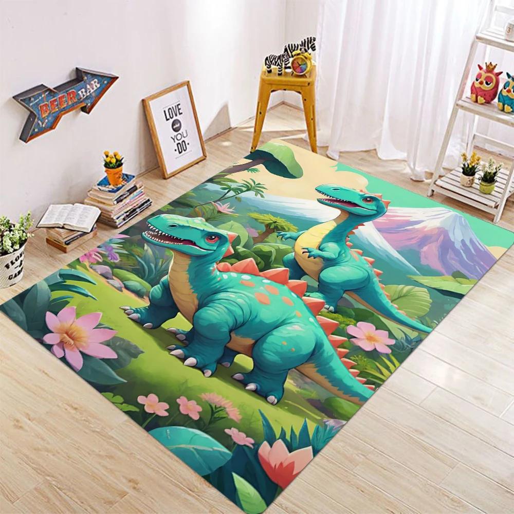 Cartoon Jungle Animal Carpet Mat Rug Multiple Cute Animals Design Non-Slip Floor Mat for Kids Room Living Room Home Decoration