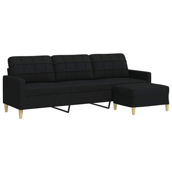 VidaXL Canapé à 3 places avec repose-pieds Noir 210 cm Tissu, canapé, canapé de salon, canapé 3 places en tissu, canapé 3278253