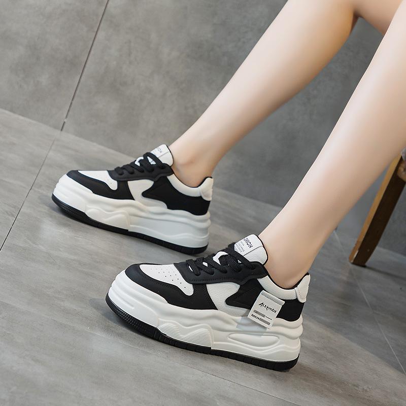 Kožené Bílé Boty Dámské Jarní Nové Dámské Pohodlné Platformové Jednoduché Tenisky Ležérní Všestranné Barevně Sladěné Dámské Boty