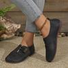 Eleganti scarpe con fibbia a punta rotonda - suola morbida, tinta unita, casual, comode scarpe singole per le donne - perfette per l'uso quotidiano