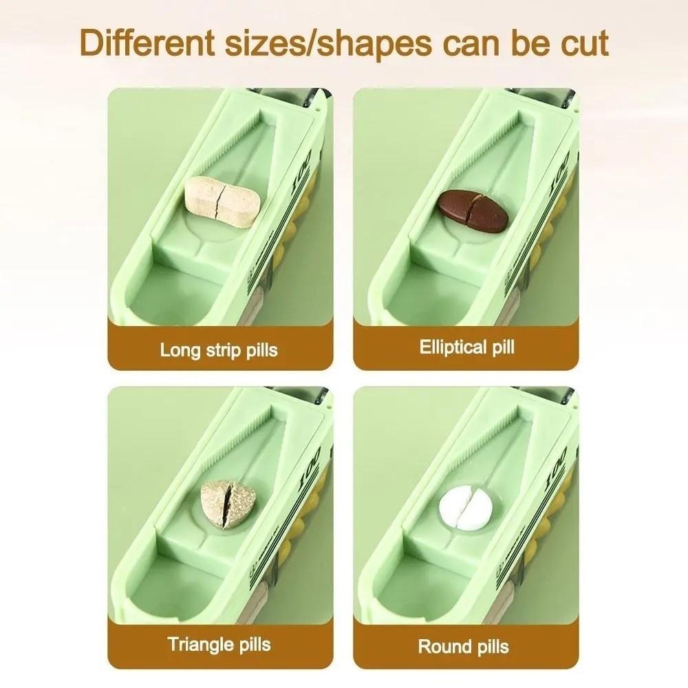Precise Cutting Portable Pill Cutter 2 in 1 Halve/Quartering Pill Splitter with 2 Compartments Adjustable Pill Storage Box