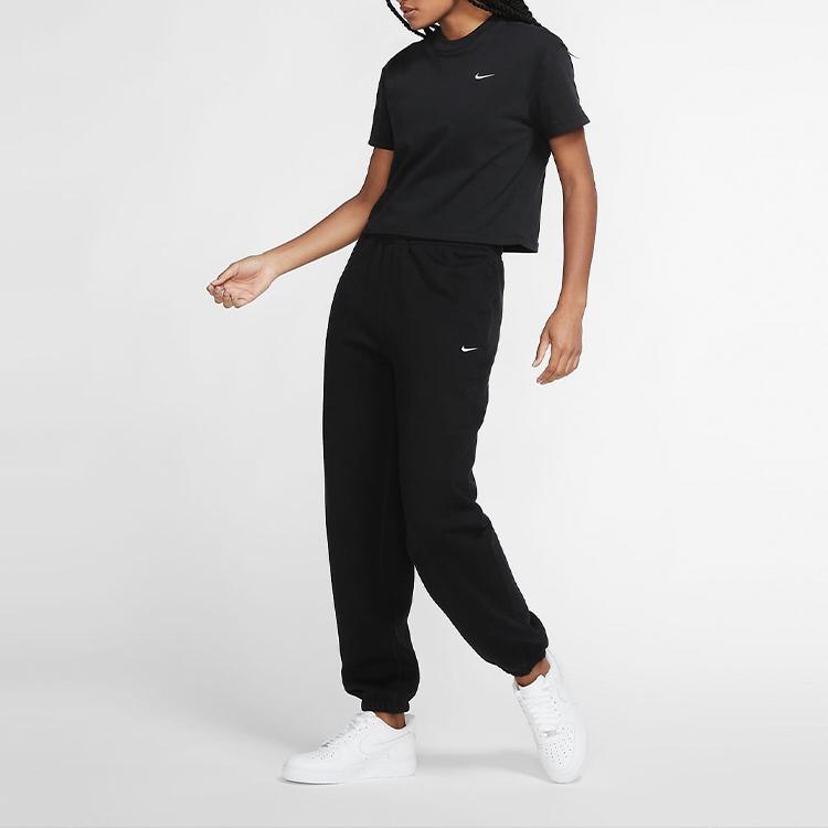 Nike Casual Solid Logo Short Sleeve Crew Neck T-Shirt Women Tops Black DA0324-010