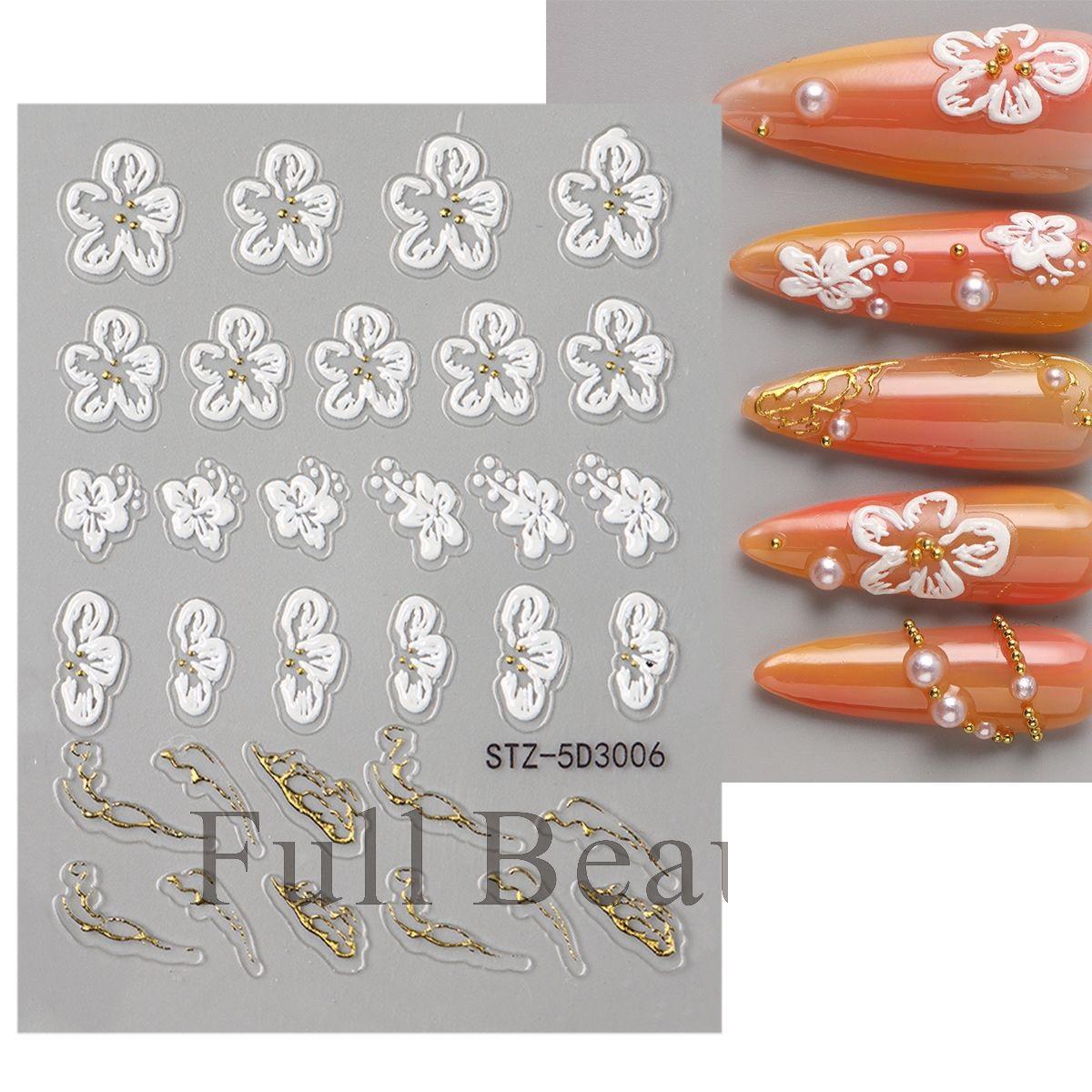 

5D рельєфні наклейки для нігтів Sun Flower Наклейки для нігтів Гравіювання квіткових наконечників для нігтів