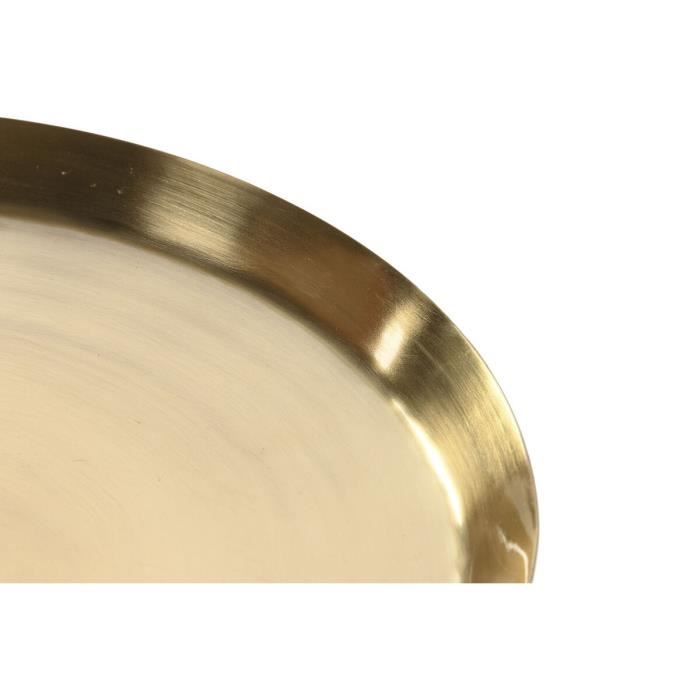 Table D'appoint - Verre Bleu - Fer Doré - 37 X 37 X 50 Cm - Design Contemporain