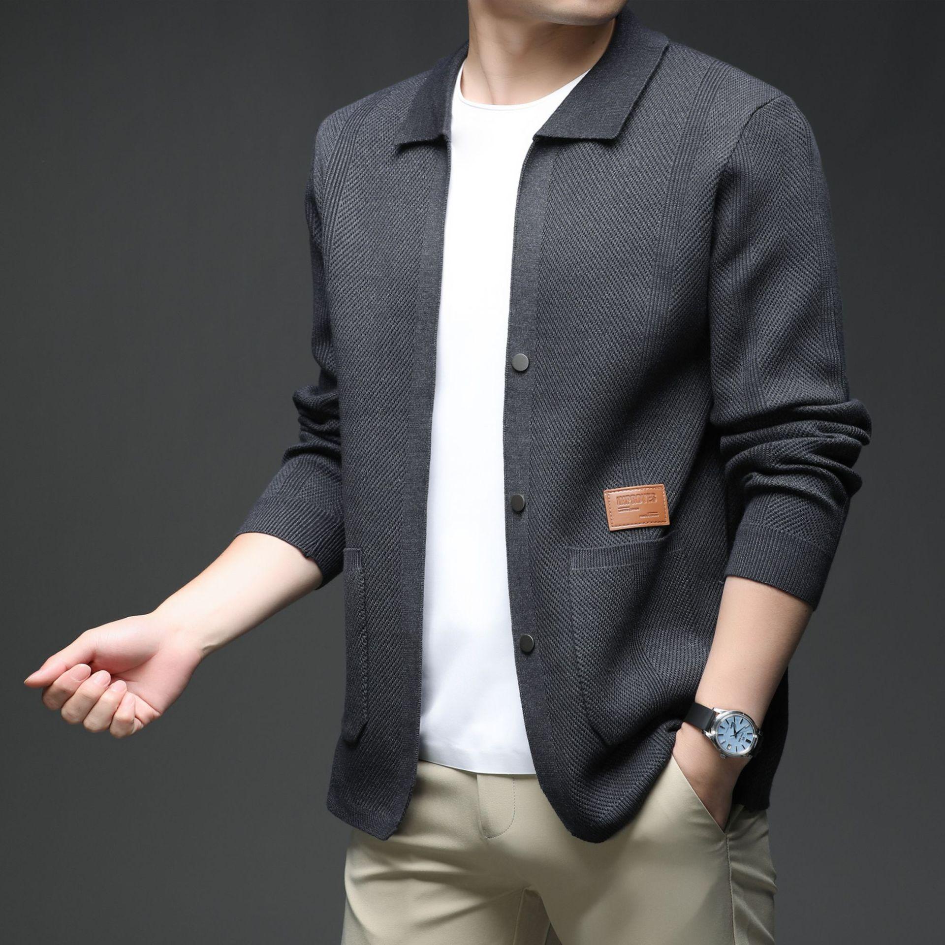 Autumn Middle-Aged & Young Men s Lapel Collar Coat Casual Minimalist M