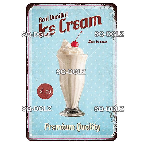 [SQ-DGLZ] Milkshake Metal Sign Vintage Plaque Tin Sign Wall Decoration Home Decor Bar Sign Home Decor Ice Cream Poster