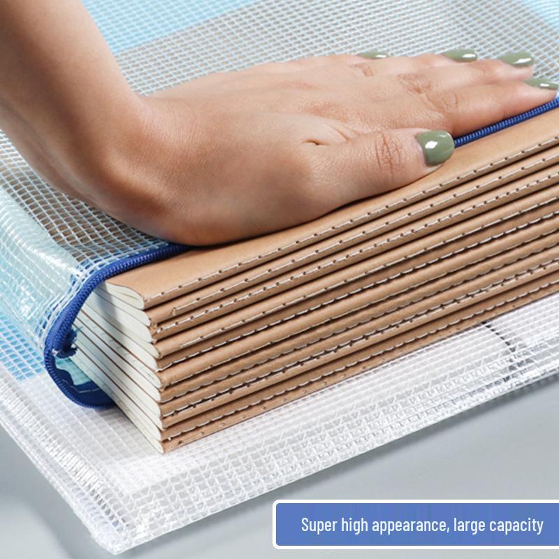 Colored Zipper PVC Mesh Storage Bag - Pencil Case & File Organizer