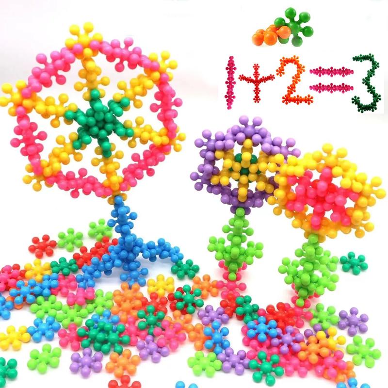 Children Colorful Plastic Plum Blossom Building Blocks Fun Assembled Snowflake Pieces Insert Enlightenment Early Education Toys
