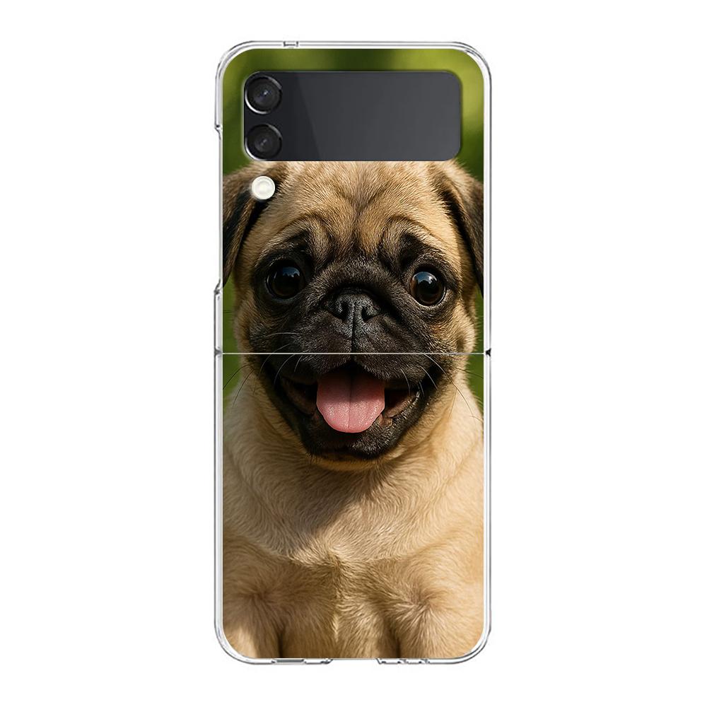 Phone Case For Samsung Galaxy Z Flip 3 4 5 Hard Folding Clear PC Bumper For Samsung Z Flip 6 Back Cover French Bulldog Dog Pet