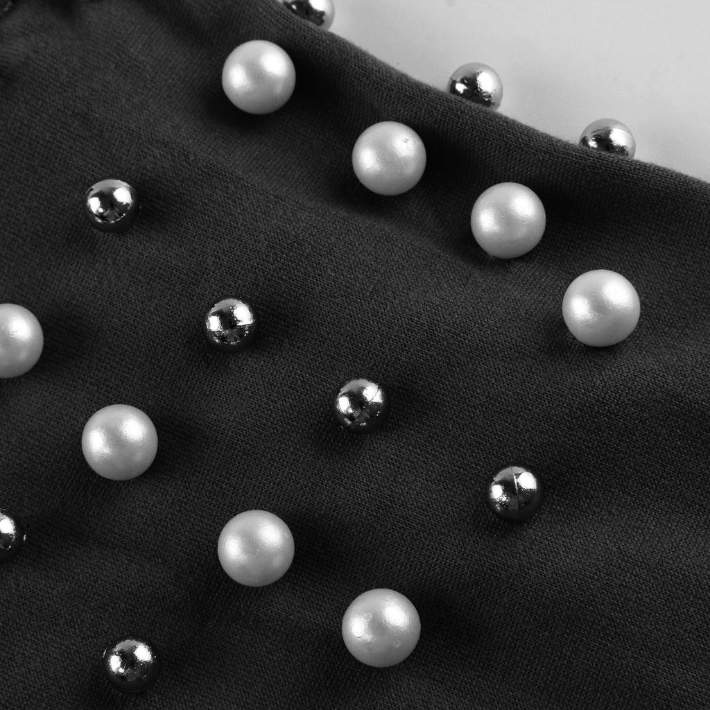 Women's Fashion Sexy Nail Bead Color Round Neck Long Sleeve Suit