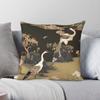 Schwarzer Dschungelkran Chinoiserie Quadratische Kissenhülle Polyester Leinen Samt Kreativer Reißverschluss Dekor Kissenbezug Sofakissenbezug