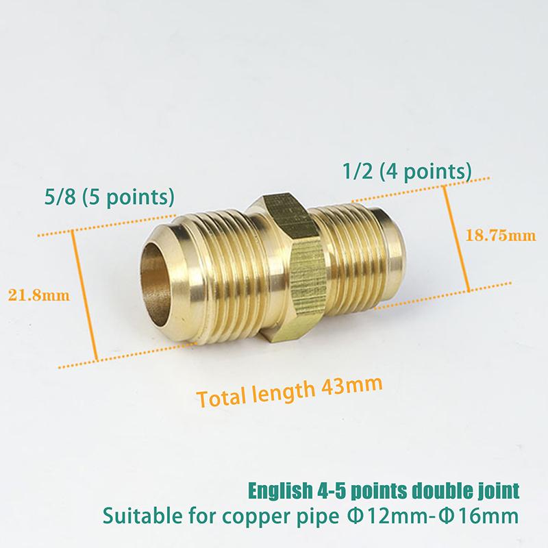 Equal Reducer Nipple Flare Tube OD 1/4" 5/16" 3/8" 1/2" 5/8" 3/4" 7/8" SAE-Standard Brass Pipe Fitting Connector Air Coniditoner