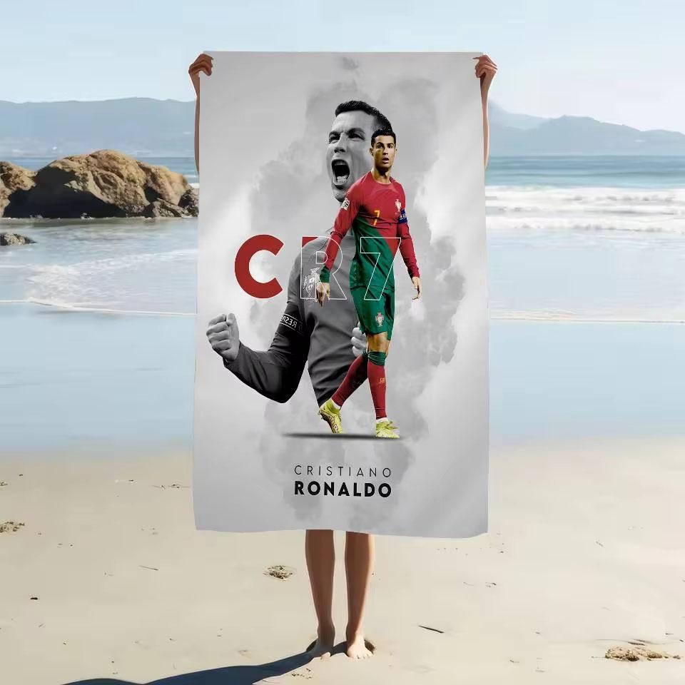 1 szt. R-Ronaldo Piłka Nożna Ręcznik Plażowy Szybkoschnący Bez Piasku Miękki Mikrofibra Ręcznik Kąpielowy dla Fanów Piłki Nożnej Basen Podróż Wakacje