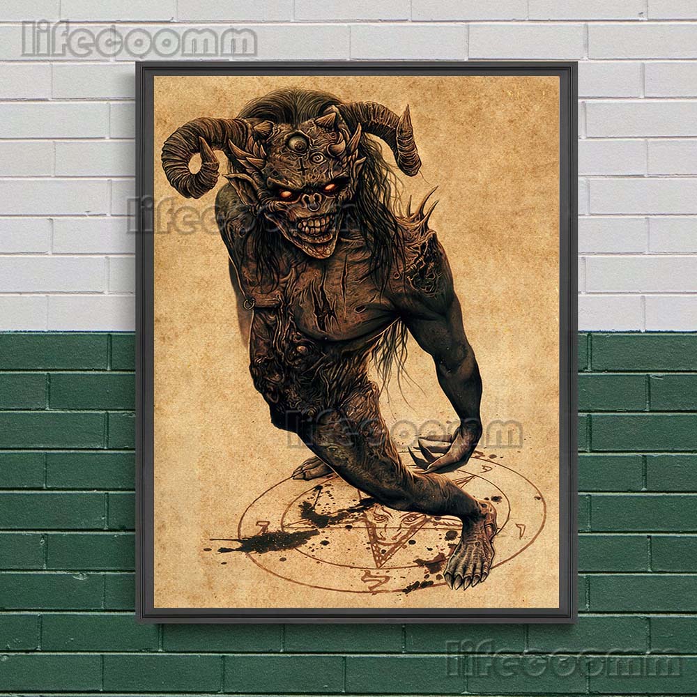 Medusa And Shaman Witches Retro Wall Art Canvas Painting Evil Devil Witchcraft Art Poster And Prints Home Decor Wicca Art Prints No Frame