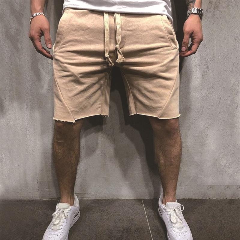 Men's Solid Color European-Size Casual Fitness Shorts for Running and Sports