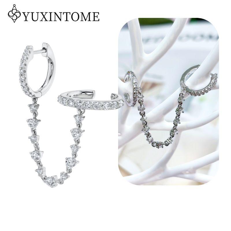 925 Silver Ear Needle Crystal White Zircon Silver Series Tassel Drop Earrings Luxury Fashion Party Jewelry Accessories