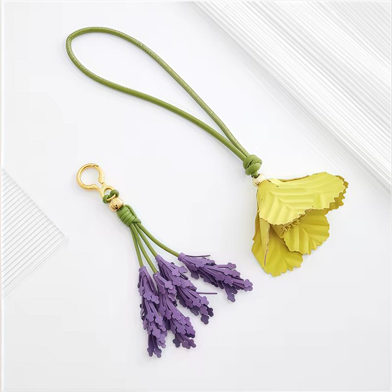 Tasbedel Lavendel lederen tasbedel voor dames tas paarse bloem tas hanger decoratie hoge luxe meisje cadeau tas accessoires