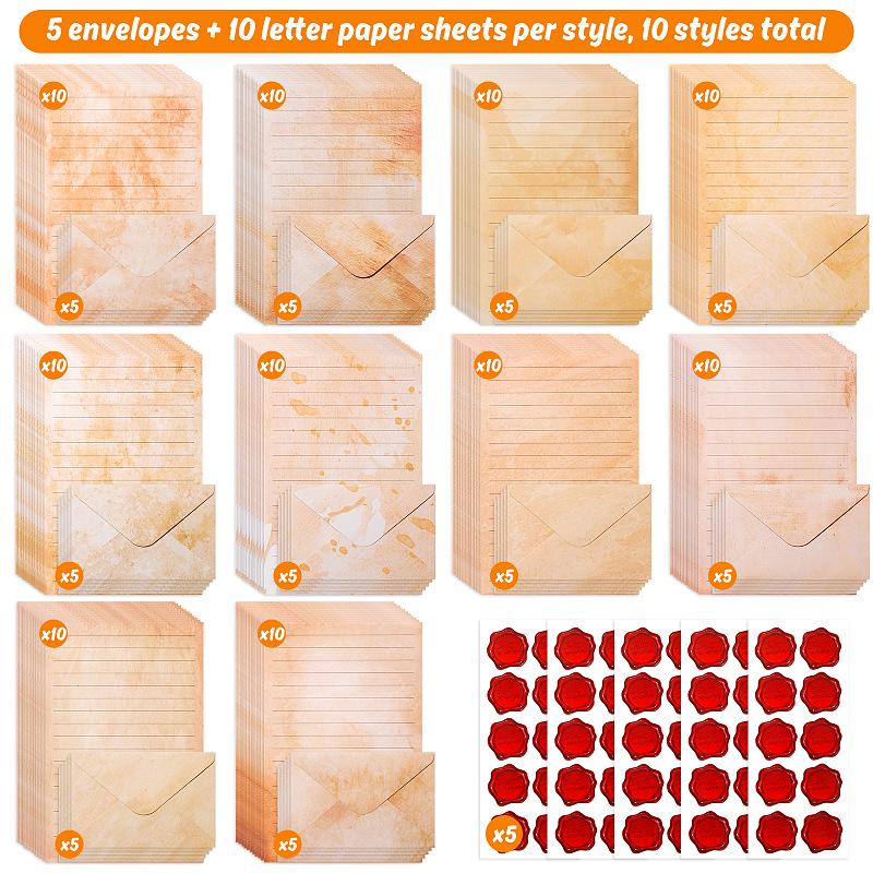 Retro Artistic Style Envelope & Letter Set - Self-Adhesive Invitation & Love Letter Papers