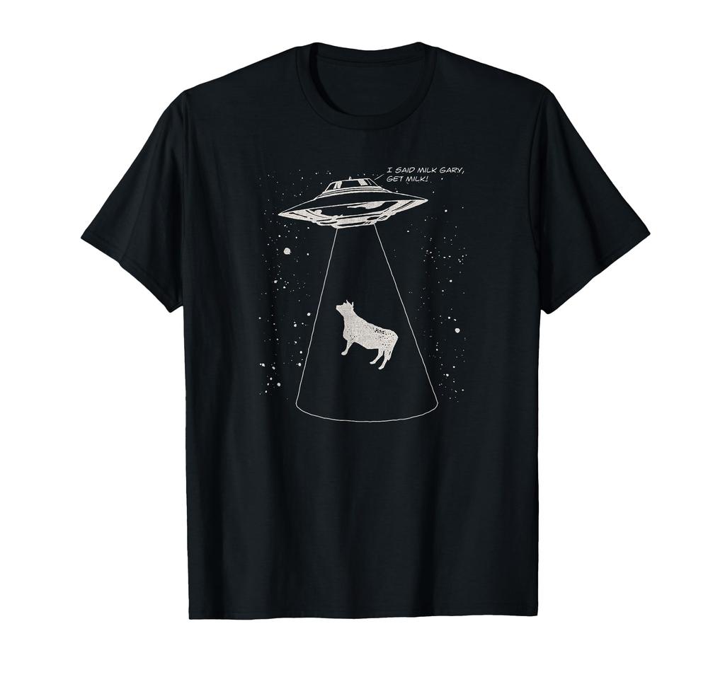 Morsom Alien Cow Abduction Get Milk UFO Flying Saucer T-Shirt